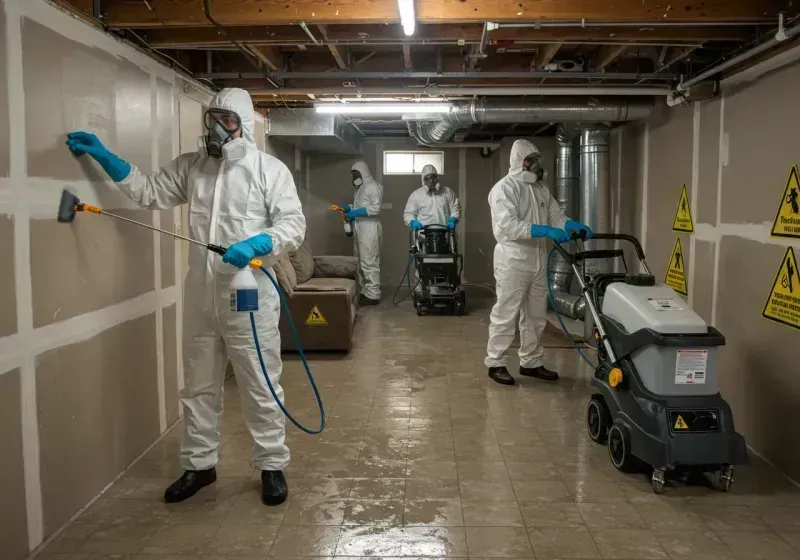 Basement Moisture Removal and Structural Drying process in Clyde, NC